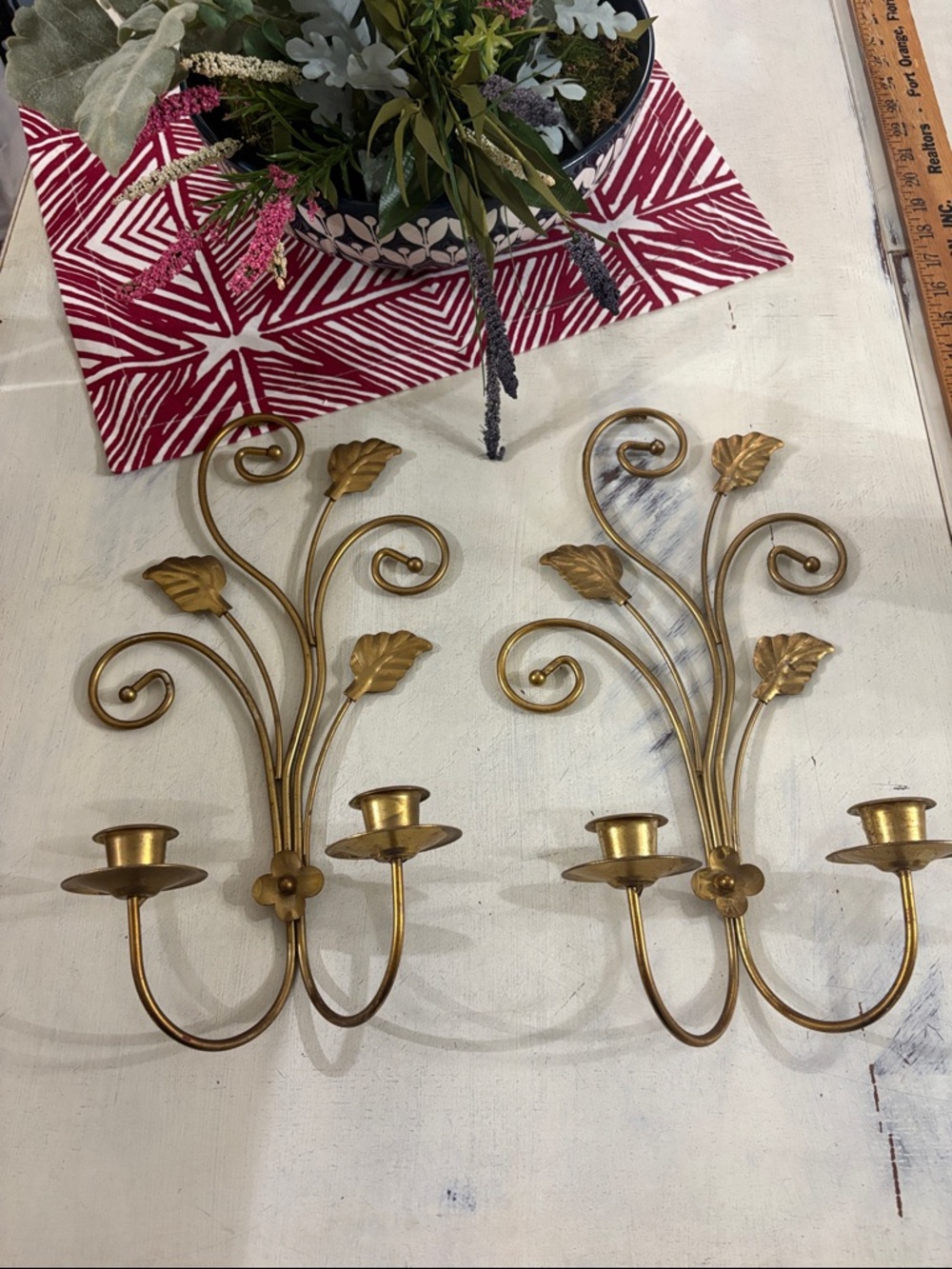 Vintage Homeco Brass plated wall sconces  2 piece set